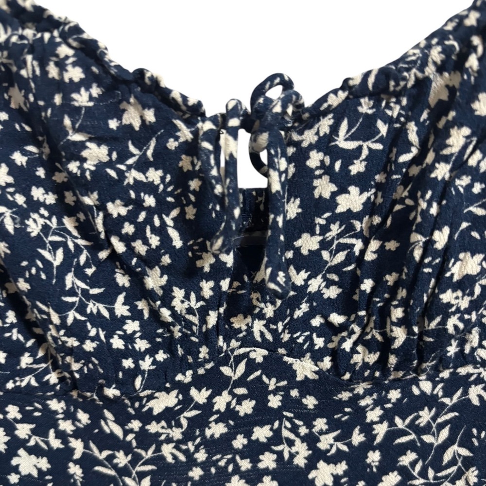 Old Navy Floral Ditsy Midi Dress Smocked Back Pockets Milkmaid Cottagecore XS - Picture 6 of 13